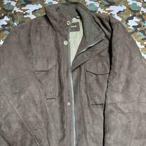 Vintage 90s St. John's Bay Brown Suede Jacket with Houndstooth Lining - XXL